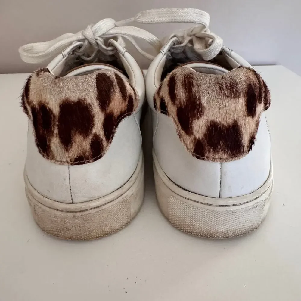 Tory Burch White Leather Andrea Color Block Logo Court Sneakers Womens Size 8